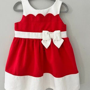 Janie and Jack "My Valentine" Color Block Bow Ponte Dress Red, White 18-24 mo
